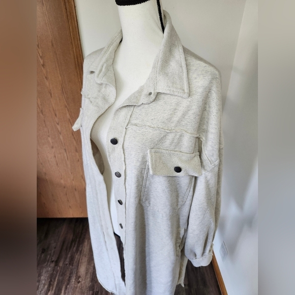 POL Oversized Long Cream Button-Up Cardigan Sweater - Picture 2 of 5